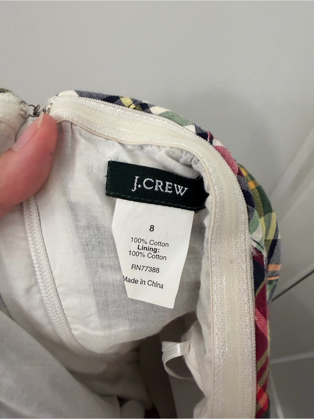 Vintage J.Crew 100% Cotton Patchwork Strapless Midi Dress, Size 8 - Picture 7 of 8